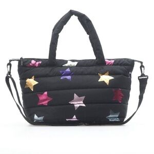 𝅺NO Boundaries Women’s Foil Star Puffy Quilted Tote Bag with Adjustable strap